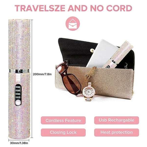 Diamond Design Wireless 2-in-1 Hair Straightener and Curler for Travel™