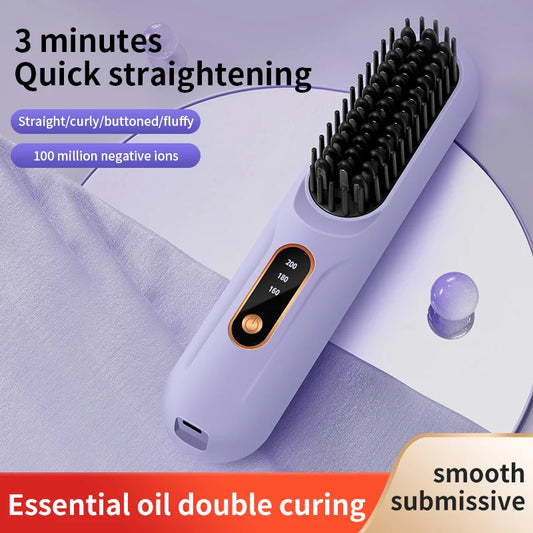 FlashStraight USB Rechargeable Straightening Brush with Negative Ion Technology