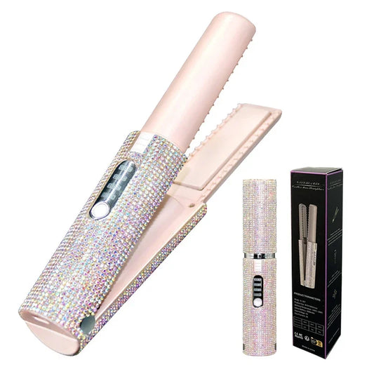 Diamond Design Wireless 2-in-1 Hair Straightener and Curler for Travel™